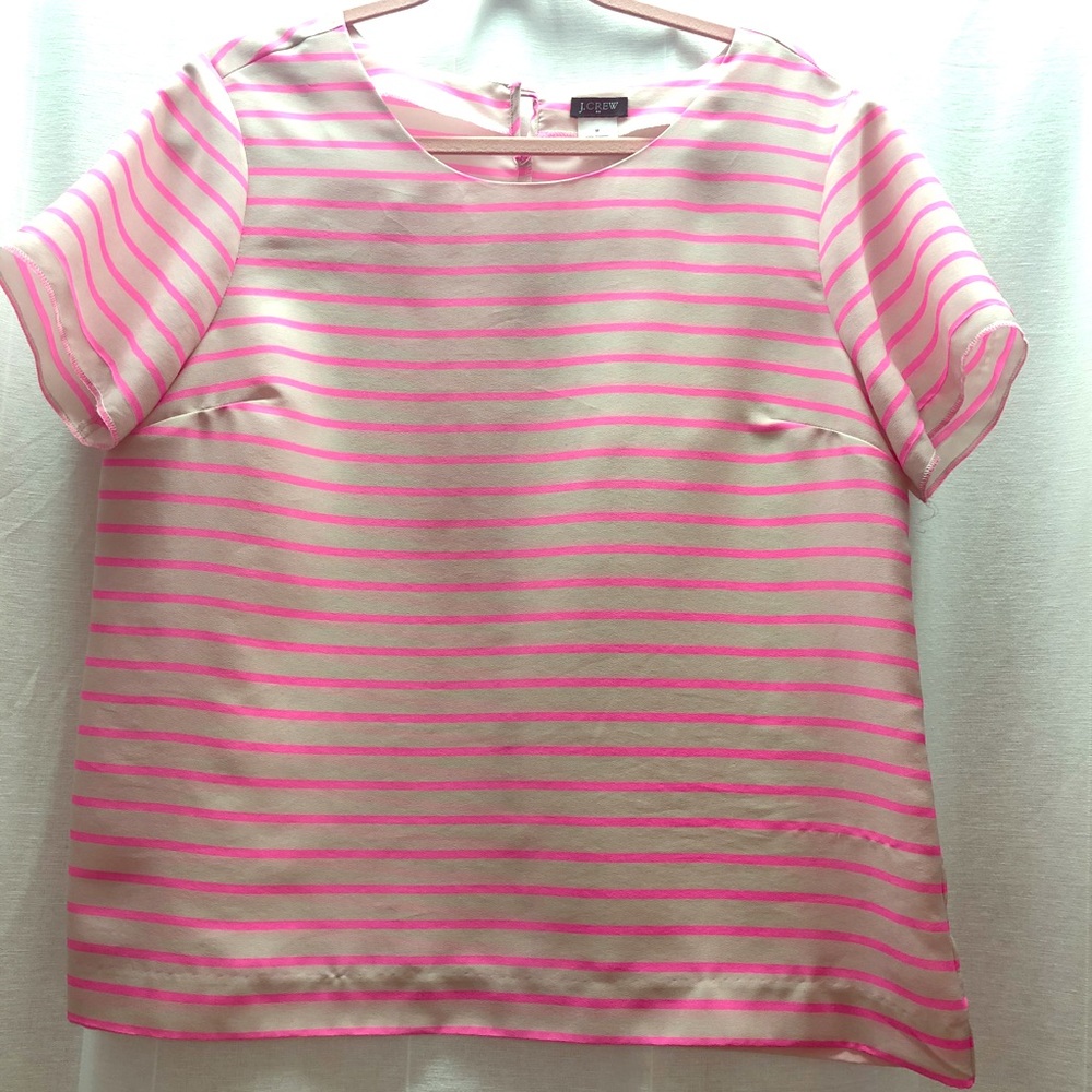 Neon pink stripe boxy blouse